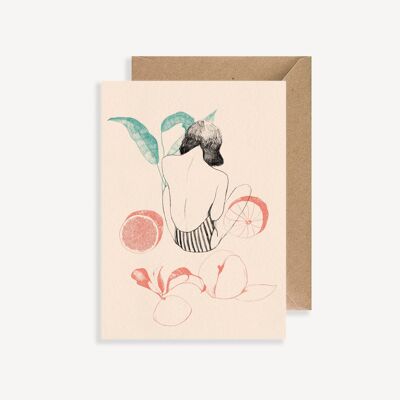Illustrated postcard - with envelope - La Fille aux Fruits