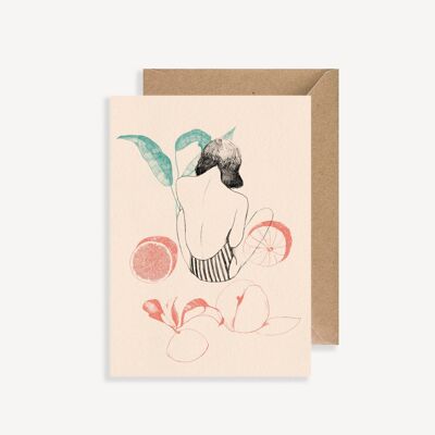 Carte postale illustrée - avec enveloppe - La Fille aux Fruits