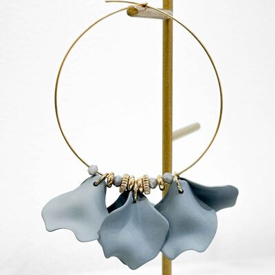 Hoop earrings in resin and crystal - Stainless Steel - Gray blue