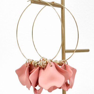 Hoop earrings in resin and crystal - Stainless Steel - Powder pink