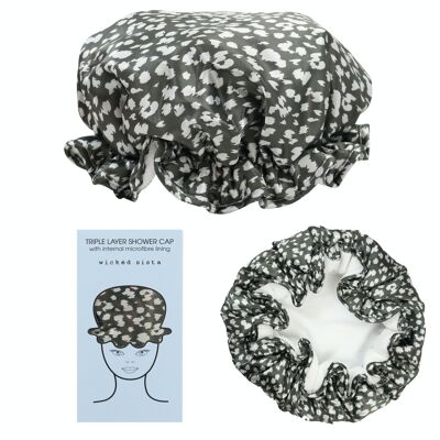 3-layer animal print shower cap