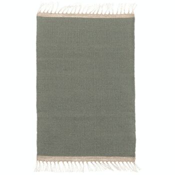 Tapis 70 x 140 vert de gris, laine et jute