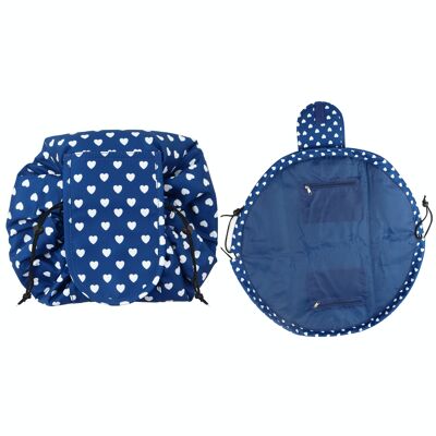 WS Drawstring Schmink Tasche Navy Hearts