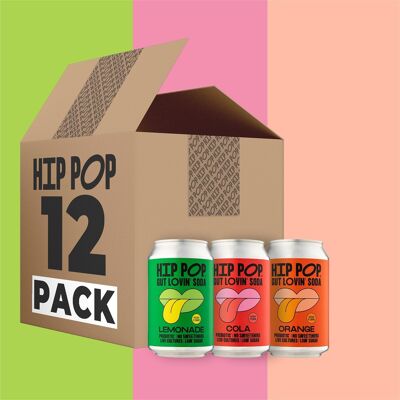 Hip Pop Gut Lovin' Soda - Mixed Case - 12 x 330ml Cans