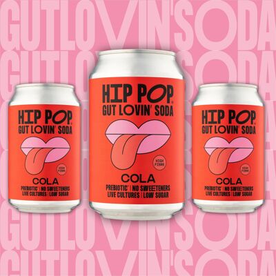 Hip Pop Gut Lovin' Soda - Cola Flavour - 24 x 330ml Cans