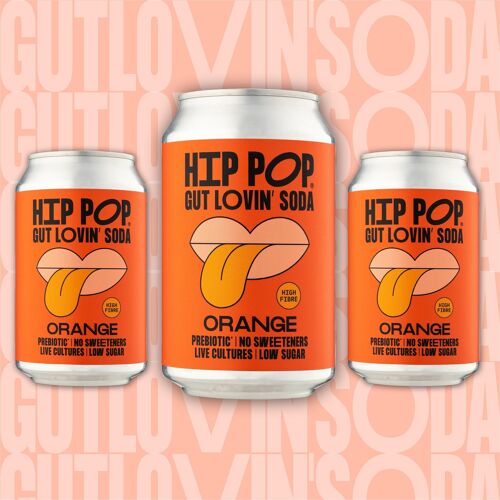 Hip Pop Gut Lovin' Soda - Orange Flavour - 24 x 330ml Cans