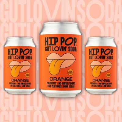 Hip Pop Gut Lovin' Soda - Orange Flavour - 24 x 330ml Cans