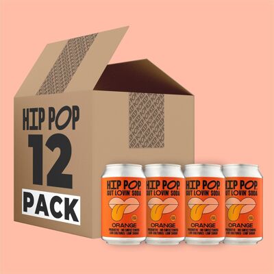 Hip Pop Gut Lovin' Soda - Orange Flavour - 12 x 330ml Cans