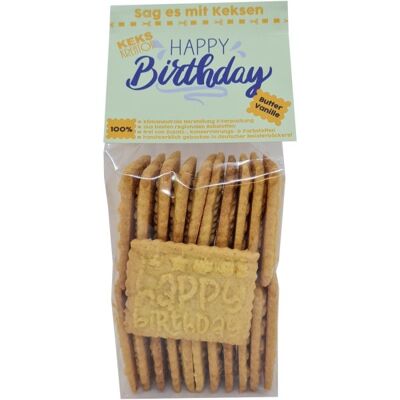 Biscotti di logo di buon compleanno (burro vaniglia).