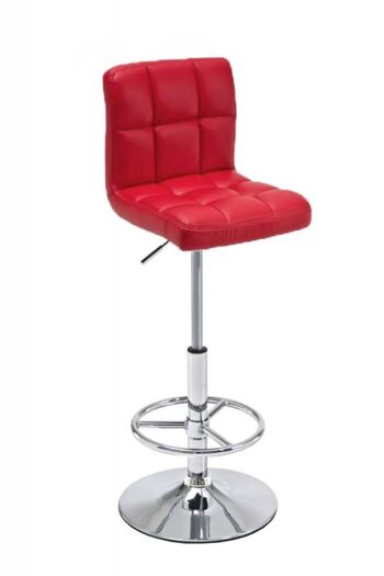 Tabouret de bar Lyon rouge 45x45x114 simili cuir rouge Métal chromé