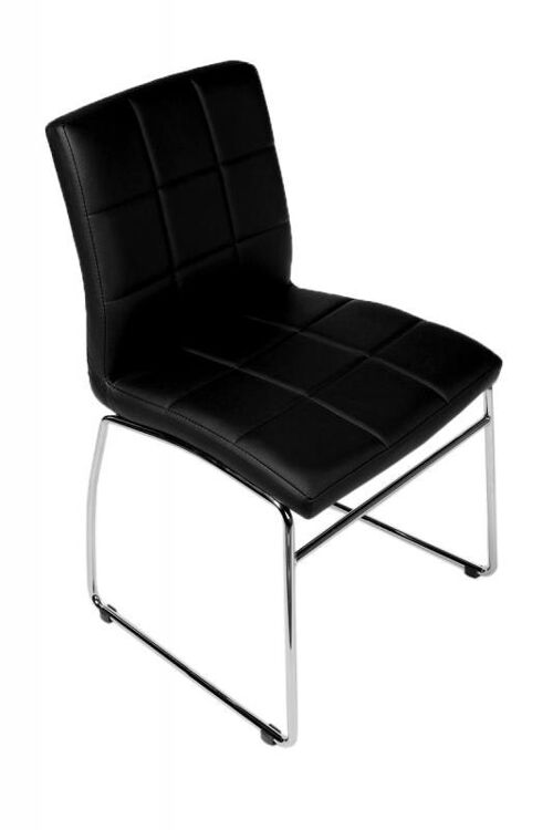 Bezoekersstoel Sarah zwart 51x52x85 zwart kunstleer Verchroomd metaal