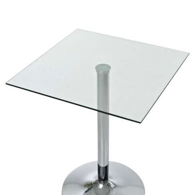 Tavolo in vetro quadrato 72 cm Vetro trasparente 60x60x72 Vetro trasparente metallo Metallo cromato