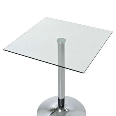 Mesa cristal cuadrada 72 cm Cristal incoloro 60x60x72 Metal cristal incoloro Metal cromado