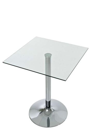 Table en verre carrée 72 cm Verre clair 60x60x72 Métal verre clair Métal chromé