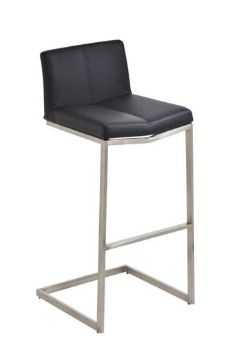 Tabouret de bar KOS noir 43x45x99 cuir artificiel noir acier inoxydable