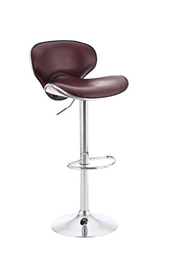 Tabouret de bar Las Vegas bordeaux 42x45x102 cuir artificiel bordeaux métal