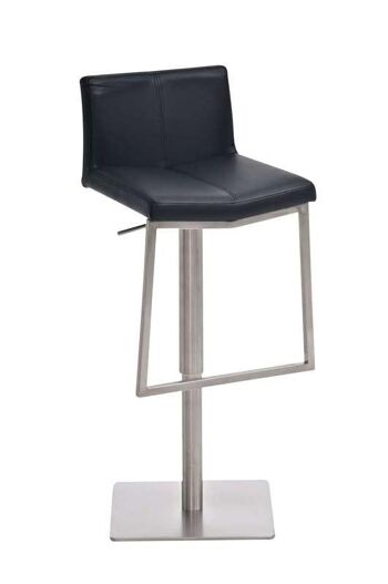 Tabouret de bar Lima noir 43,5x45x80 cuir artificiel noir acier inoxydable 1