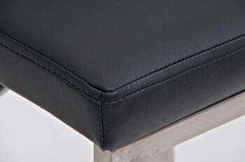 Tabouret de bar Lima noir 43,5x45x80 cuir artificiel noir acier inoxydable 4
