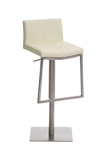 Tabouret de bar Lima crème 43,5x45x80 similicuir crème acier inoxydable 1