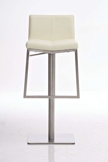 Tabouret de bar Lima crème 43,5x45x80 similicuir crème acier inoxydable 2