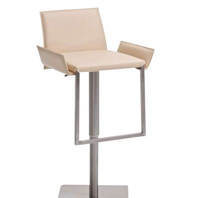 Tabouret de bar Cayenne crème 46x50x79 simili cuir crème inox