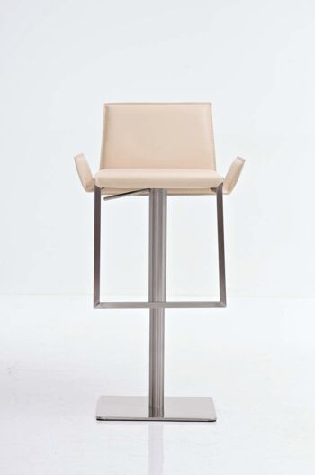 Tabouret de bar Cayenne crème 46x50x79 simili cuir crème inox 2