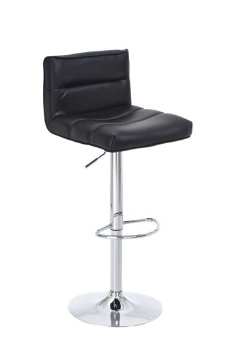 Tabouret de bar Limerick chrome noir 50,5x41,5x84 cuir artificiel noir métal 1