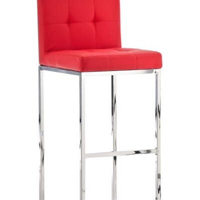 Taburete de bar Edinburgh C77 rojo 45x41x103.5 cuero artificial rojo Metal cromado