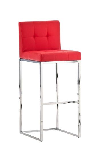 Tabouret de bar Edinburgh C77 rouge 45x41x103.5 cuir artificiel rouge Métal chromé 1