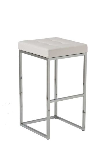 Tabouret de bar Lugano C77 blanc 45x41x77 cuir artificiel blanc Métal chromé 2