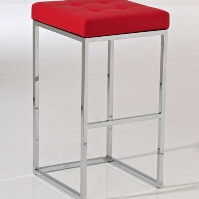 Taburete de bar Lugano C77 rojo 45x41x77 cuero artificial rojo Metal cromado