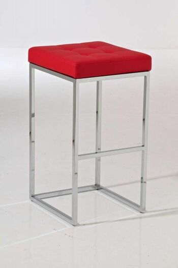 Tabouret de bar Lugano C77 rouge 45x41x77 cuir artificiel rouge Métal chromé 1