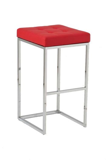 Tabouret de bar Lugano C77 rouge 45x41x77 cuir artificiel rouge Métal chromé 2