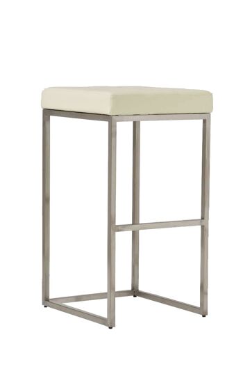 Tabouret de bar Lugano E77 crème 45x41x77 cuir artificiel crème acier inoxydable 1