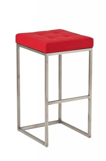 Tabouret de bar Lugano E77 rouge 45x41x77 simili cuir rouge acier inoxydable 1