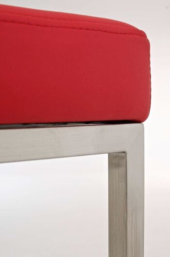 Tabouret de bar Lugano E77 rouge 45x41x77 simili cuir rouge acier inoxydable 3