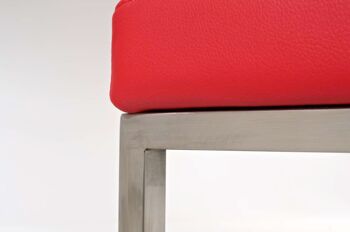 Tabouret de bar Lugano E77 rouge 45x41x77 simili cuir rouge acier inoxydable 4