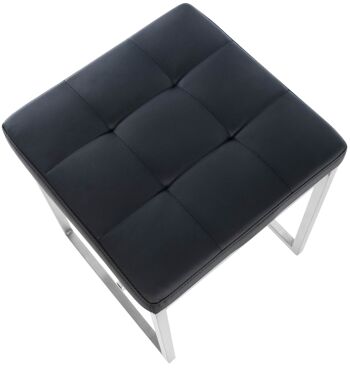 Tabouret Barci noir 40x40x48 cuir artificiel noir acier inoxydable 3