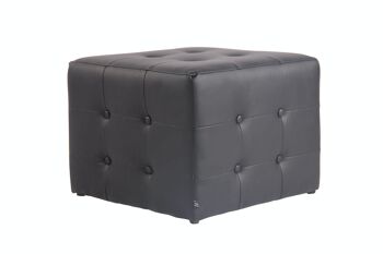 Tabouret Cubic noir 48x48x37 simili cuir noir Bois 2