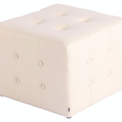 Hocker Cubic Creme 48x48x37 Creme Kunstleder Holz