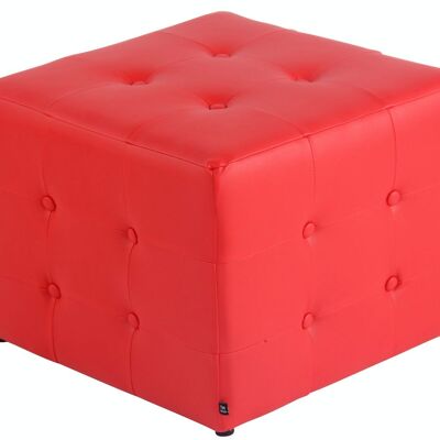 Hocker Cubic rot 48x48x37 rotes Kunstleder Holz