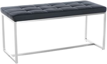 Banc Barci noir 40x100x48 cuir artificiel noir acier inoxydable 1