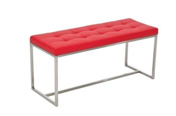 Banc Barci rouge 40x100x48 cuir artificiel rouge acier inoxydable