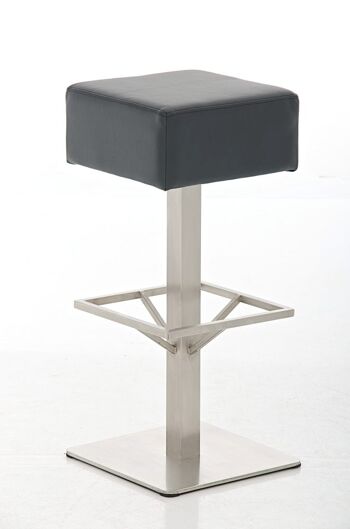 Tabouret de bar Glasgow E85 noir 35x35x85 cuir artificiel noir acier inoxydable 2