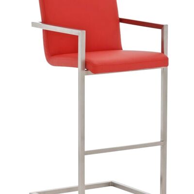 Tabouret de bar Phoenix rouge 60x50x112 cuir artificiel rouge acier inoxydable