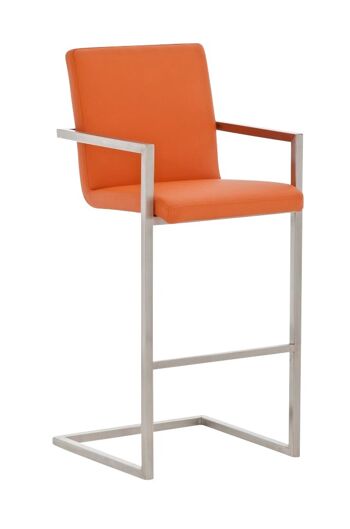 Tabouret de bar Phoenix orange 60x50x112 simili cuir orange inox 1