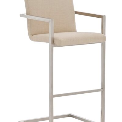 Tabouret de bar Phoenix, tissu crème 60x50x112 crème Matière acier inoxydable