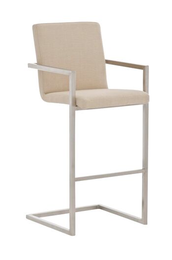 Tabouret de bar Phoenix, tissu crème 60x50x112 crème Matière acier inoxydable 1