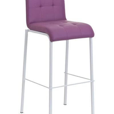 Tabouret de bar Avola cuir W78 violet 51x43x103 métal simili cuir violet