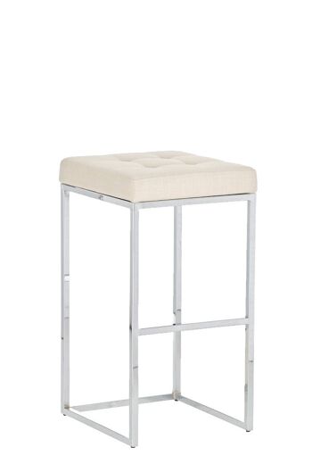 Tabouret de bar Lugano C77 tissu crème 45x41x77 crème Matière Métal chromé 1